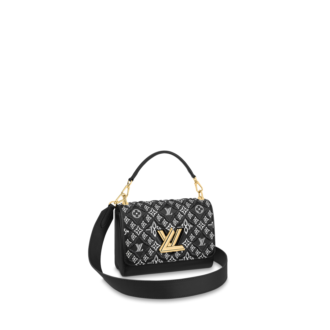 Louis Vuitton SINCE 1854 TWIST MM Handbag Embroidered Leather M57442 Grey